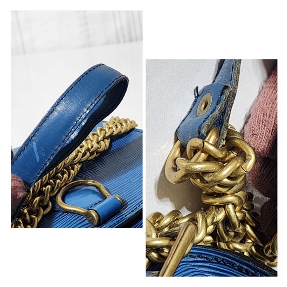 Authentic LOUIS VUITTON Epi Saint Cloud GM Shoulder Bag Blue - Picture 8 of 14